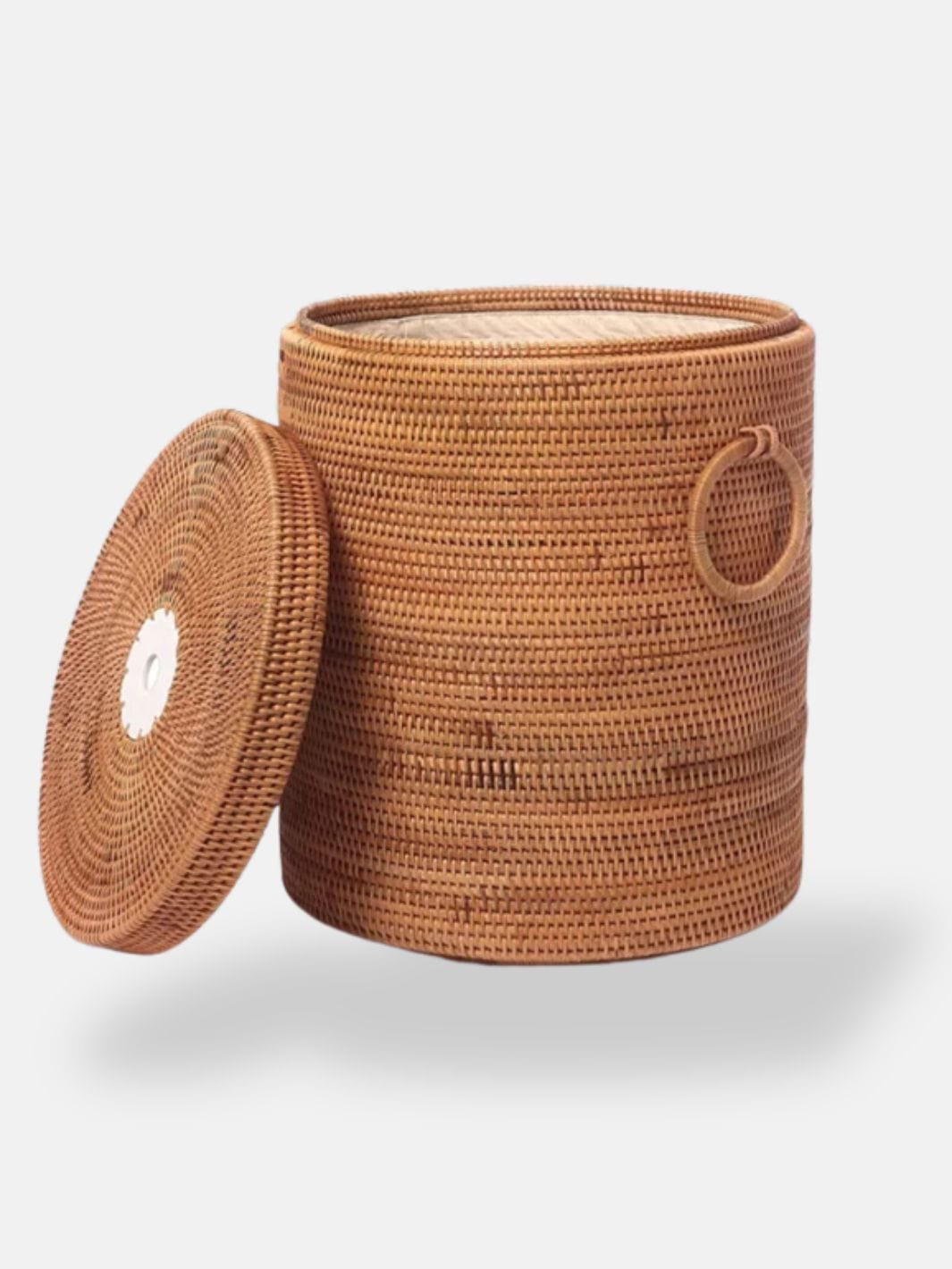 Panier à linge sale en osier H 48 cm D 40 cm