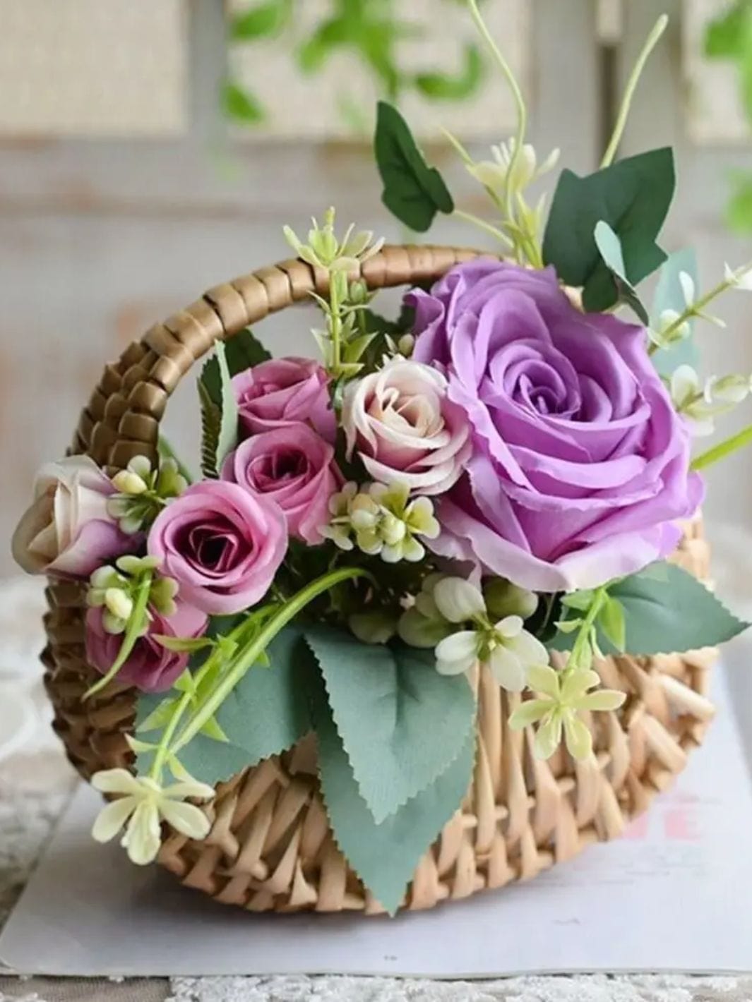 Panier en osier à garnir de fleurs 17x16x11 cm