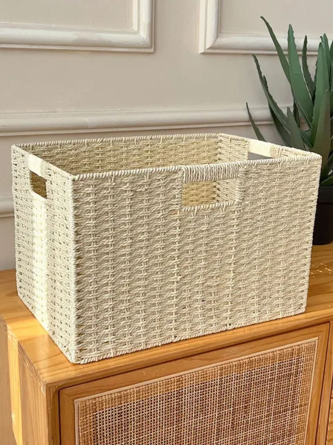 Panier osier rangement jouets Blanc