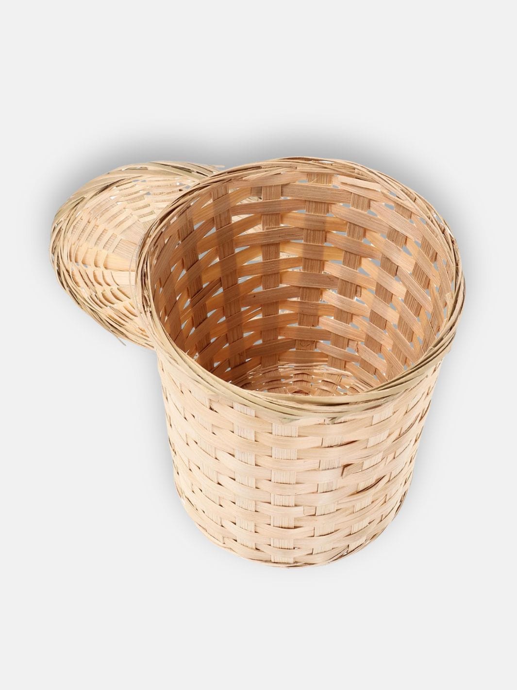 Poubelle en osier avec couvercle