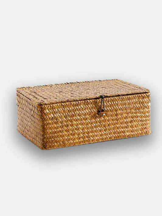 Boite de rangement en osier avec couvercle 23L 13l  cm