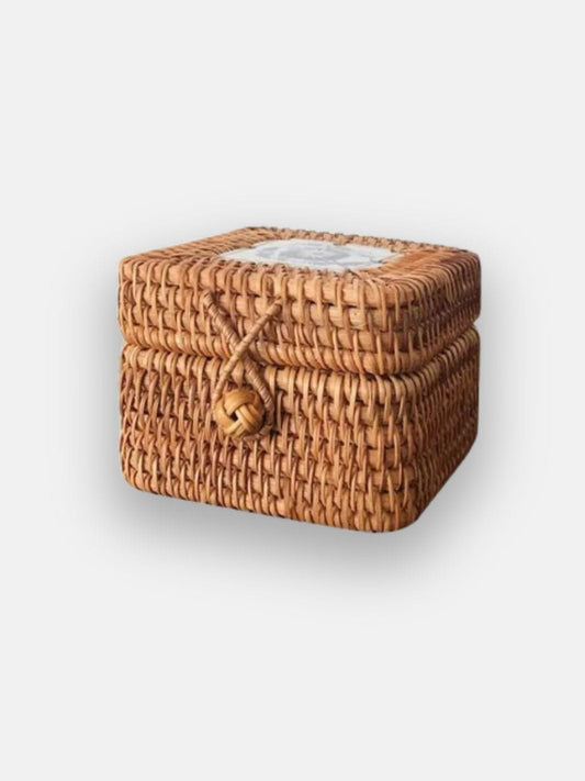 boite de rangement en osier carrée