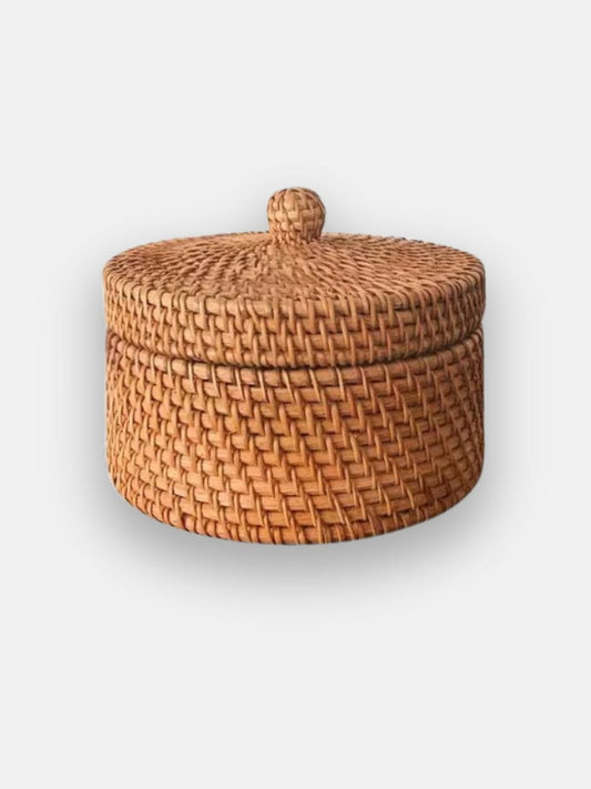 Boite de rangement en osier rond
