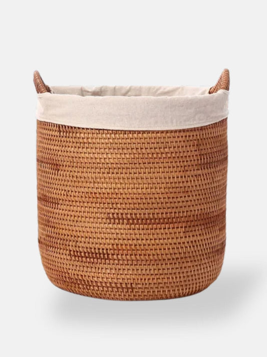 Grand panier à linge en osier H 40 cm D 33 cm