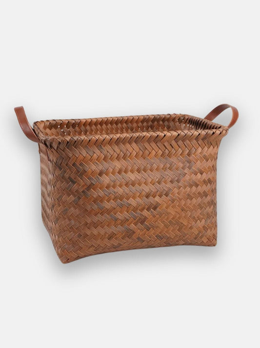 Grand panier à linge en osier rectangulaire