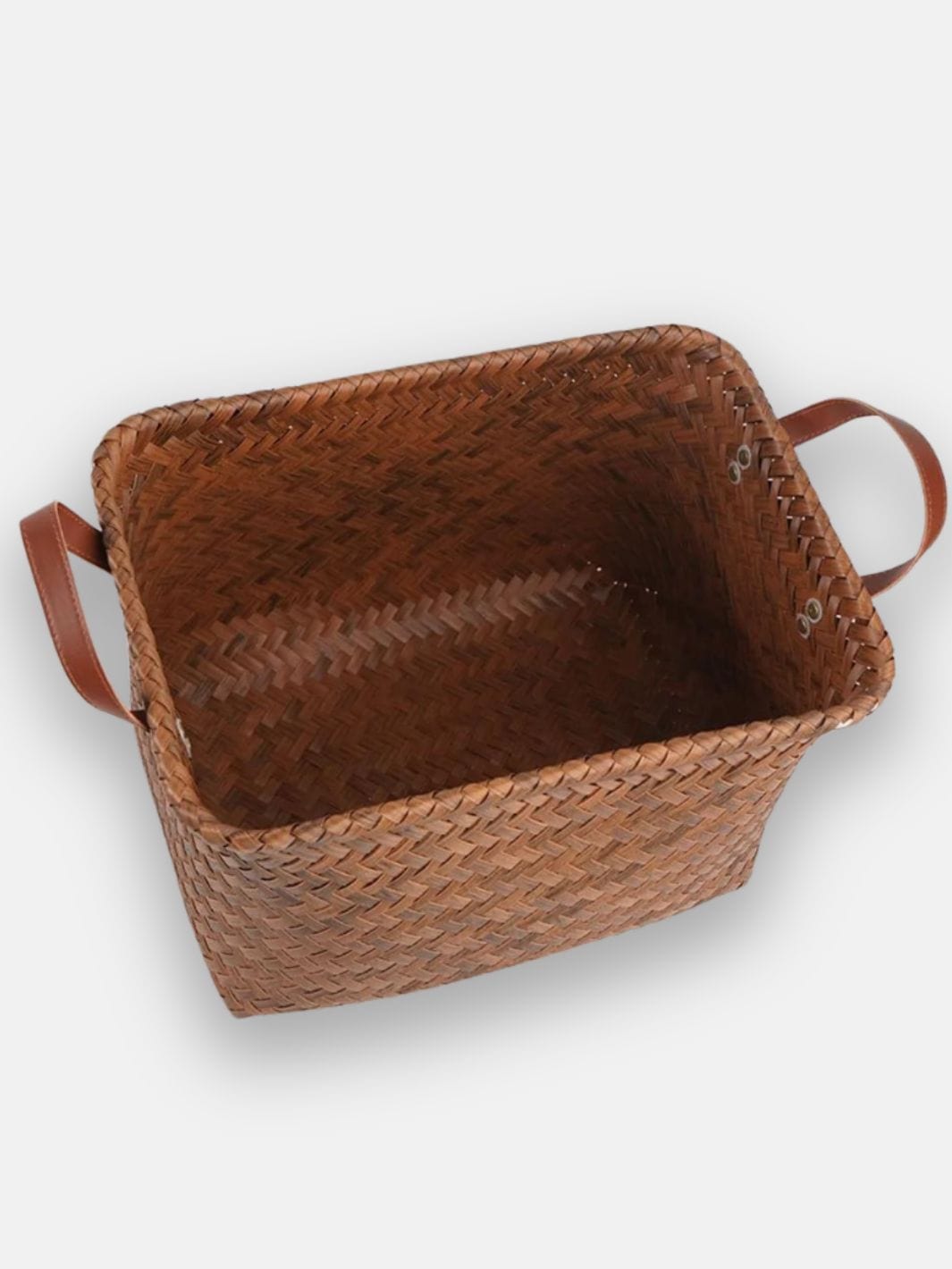 Grand panier à linge en osier rectangulaire