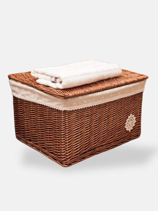 Grand panier de rangement en osier rectangulaire 39x27x18 cm