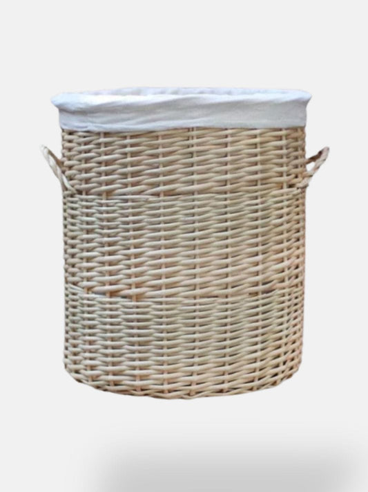 Panier à linge en osier gris Gris doux / H 37 cm D 34 cm