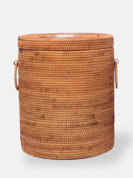 Panier à linge sale en osier H 48 cm D 40 cm