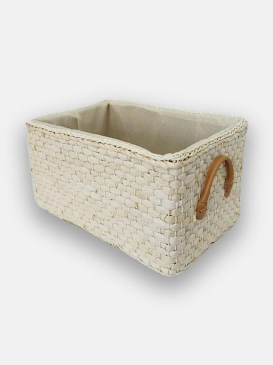 Panier de rangement en osier blanc 28x21x17cm