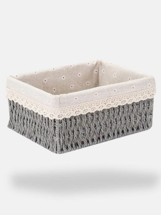 Panier de rangement en osier gris 22x16x10 cm