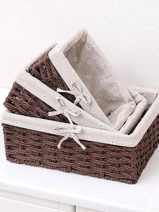 Panier de rangement en osier noir