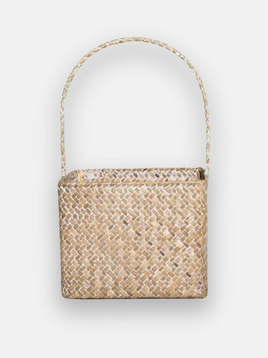 Panier en osier carré blanc 15x15x11cm