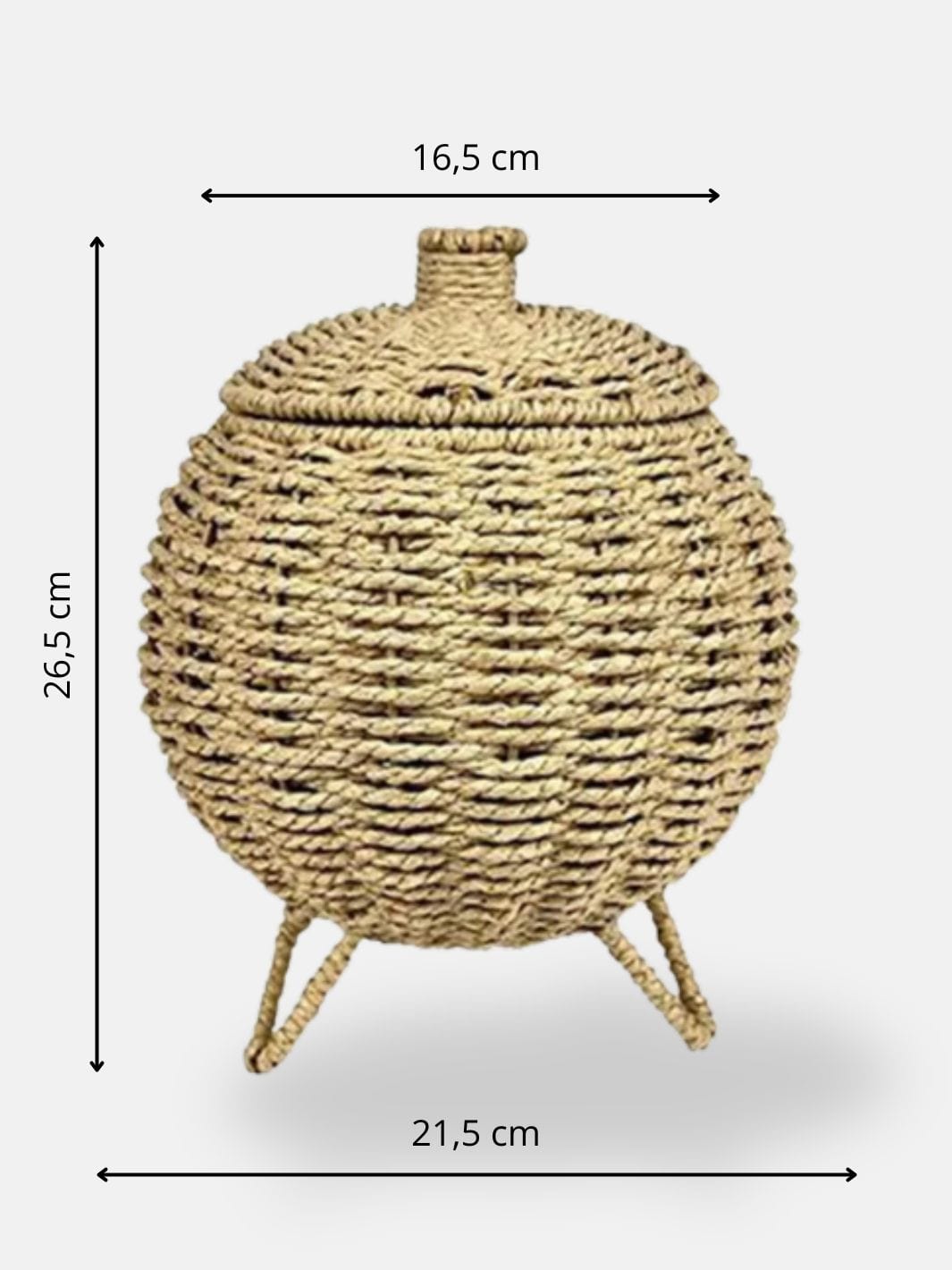 Panier en osier rond avec couvercle Avec pied / blanc