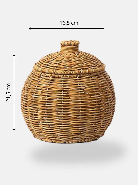 Panier en osier rond avec couvercle Sans pied