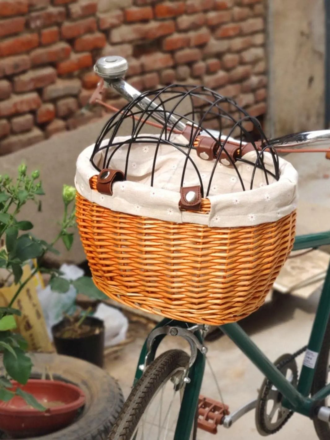 Panier osier chien velo 30x40 cm