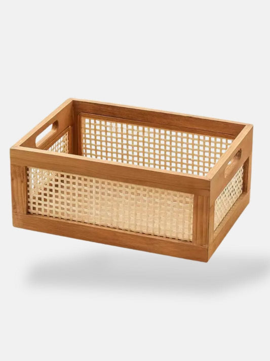 Panier osier rangement bois