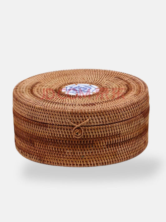 Panier osier rangement rond H 10 cm  D 22 cm
