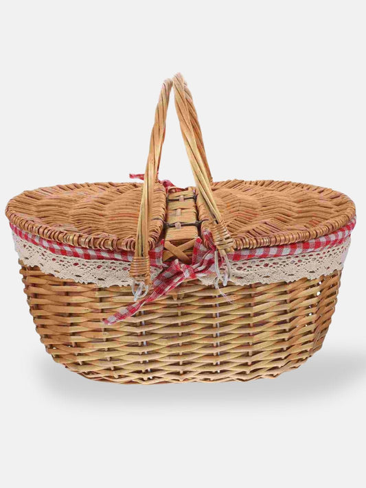 Panier pique nique en osier 4 personnes 38x28x18 cm