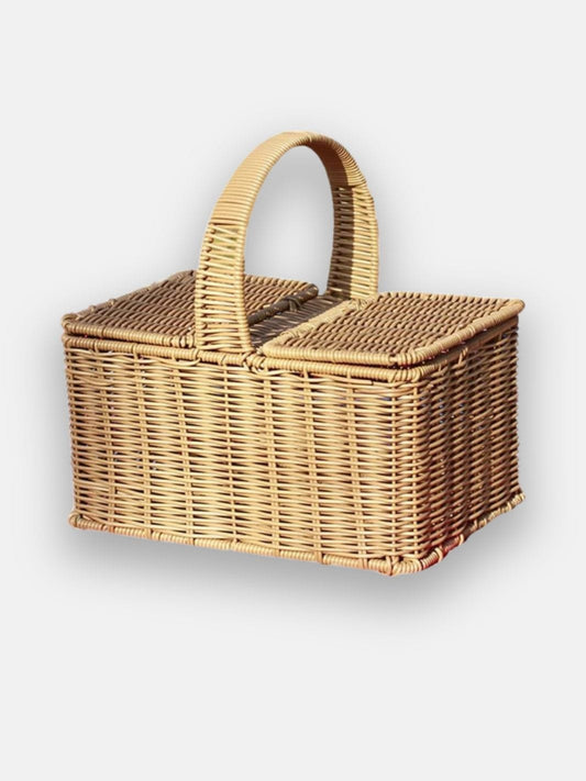 panier pique nique en osier rectangulaire 33x20x19cm