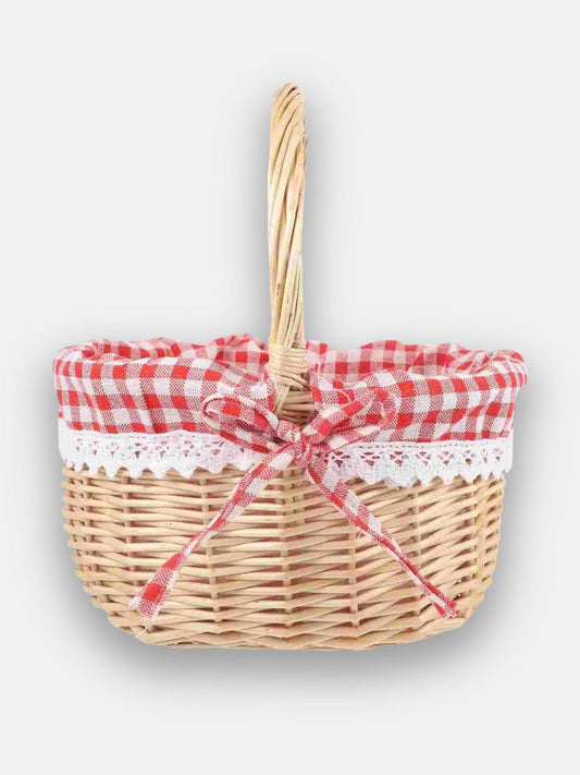 Panier pique-nique en osier rouge