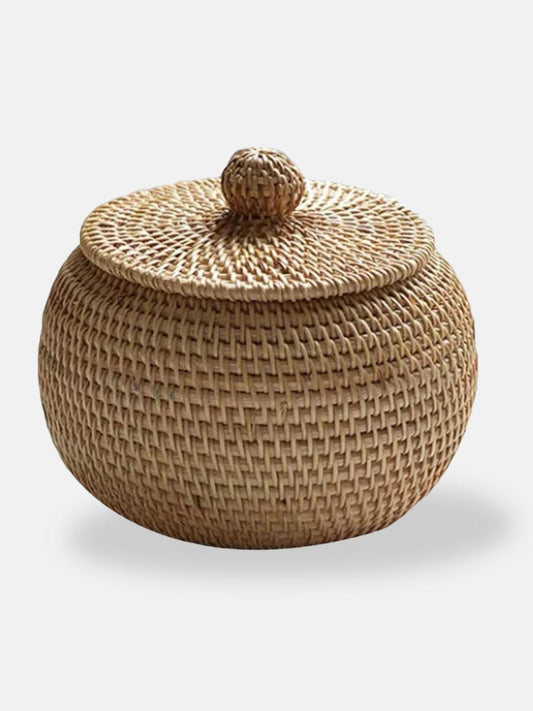 Panier rond avec couvercle osier 15x12 cm