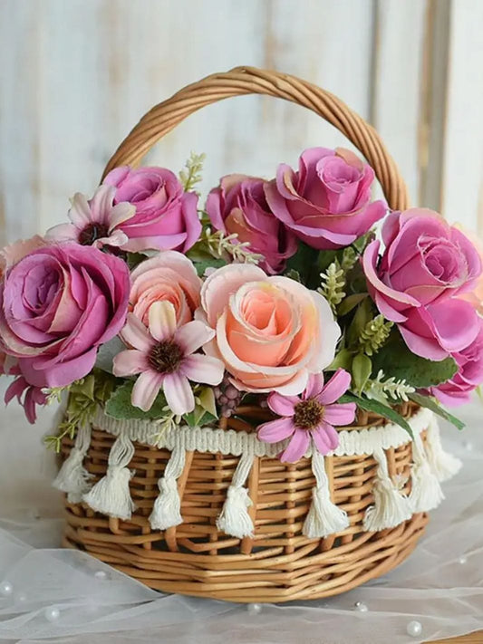 Petit panier en osier pour mariage 15x8 cm