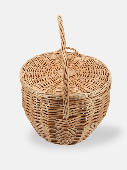 Petit panier osier avec couvercle et anse 30x21 cm