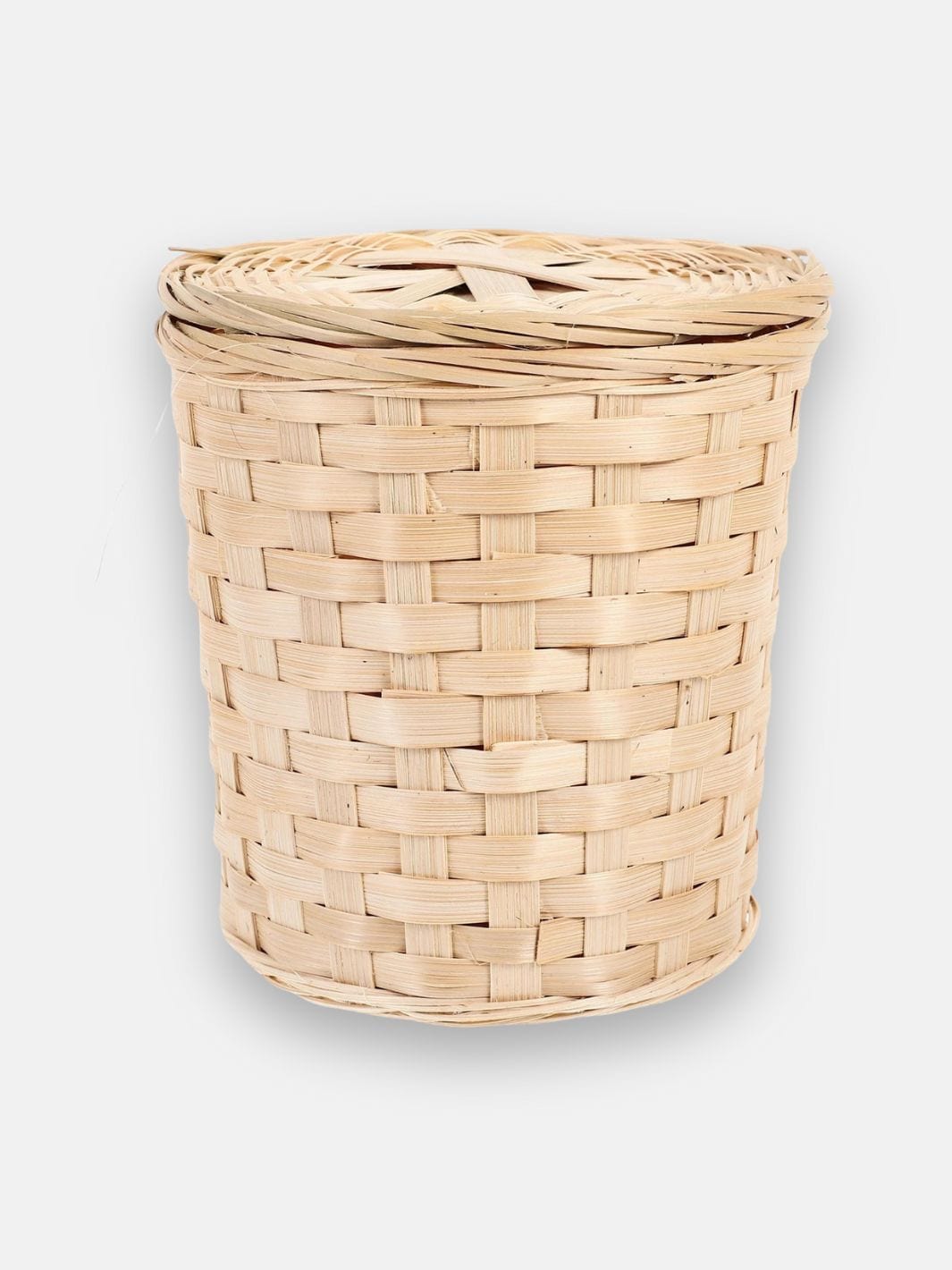 Poubelle en osier avec couvercle